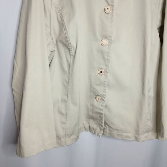 CJ Banks Khaki Canvas Shirt Jacket Button Front Long Slve Cotton Womens 3X - Picture 5 of 7